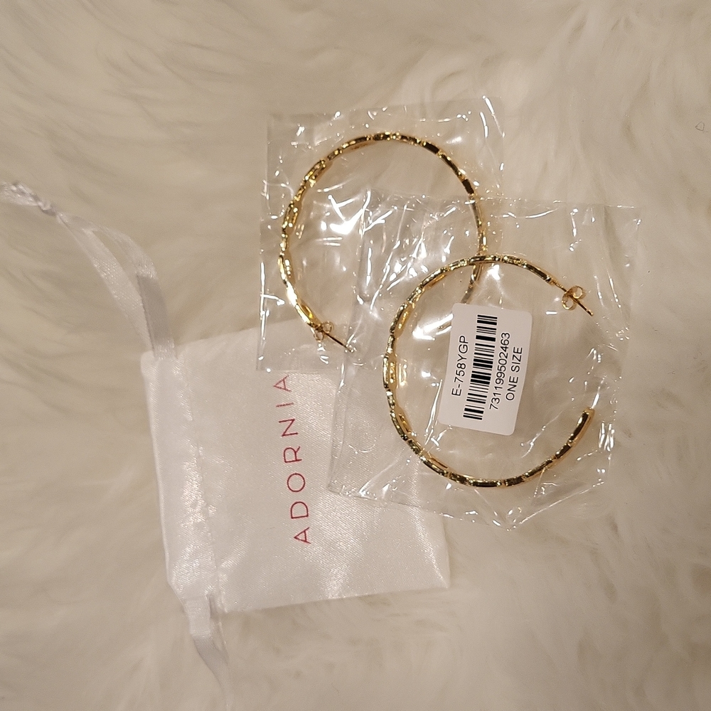 Adornia 2 Inch 14K Gold Plated Chain Link Hoop Earrings - Picture 3 of 9